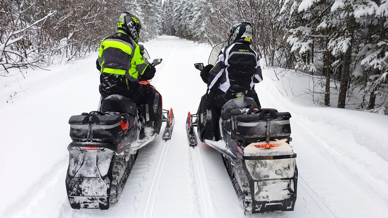 Snowmobile motorcycle riding